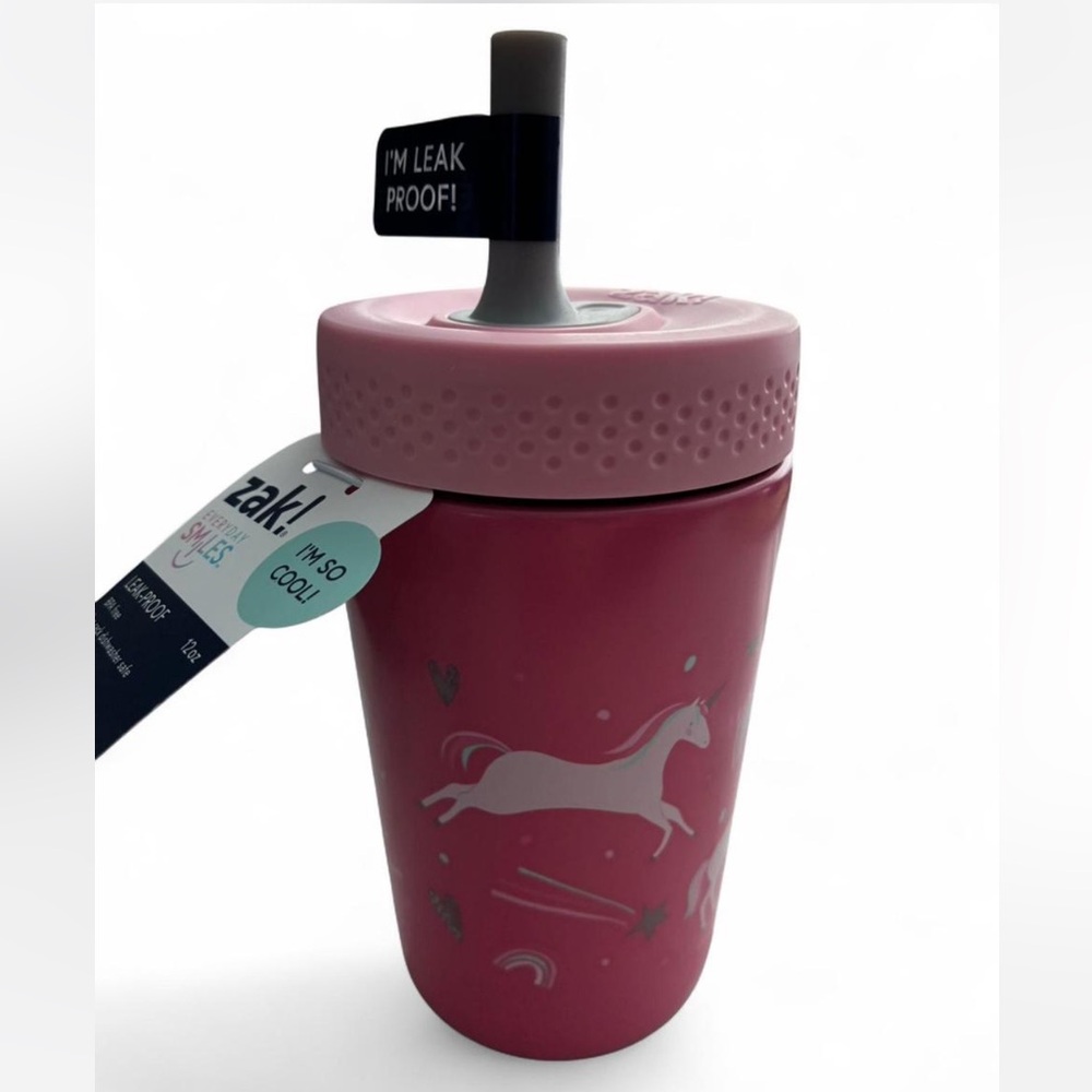 Zak Design Fancy Pink Unicorn Kids Insulated Tumbler With Silicone Straw